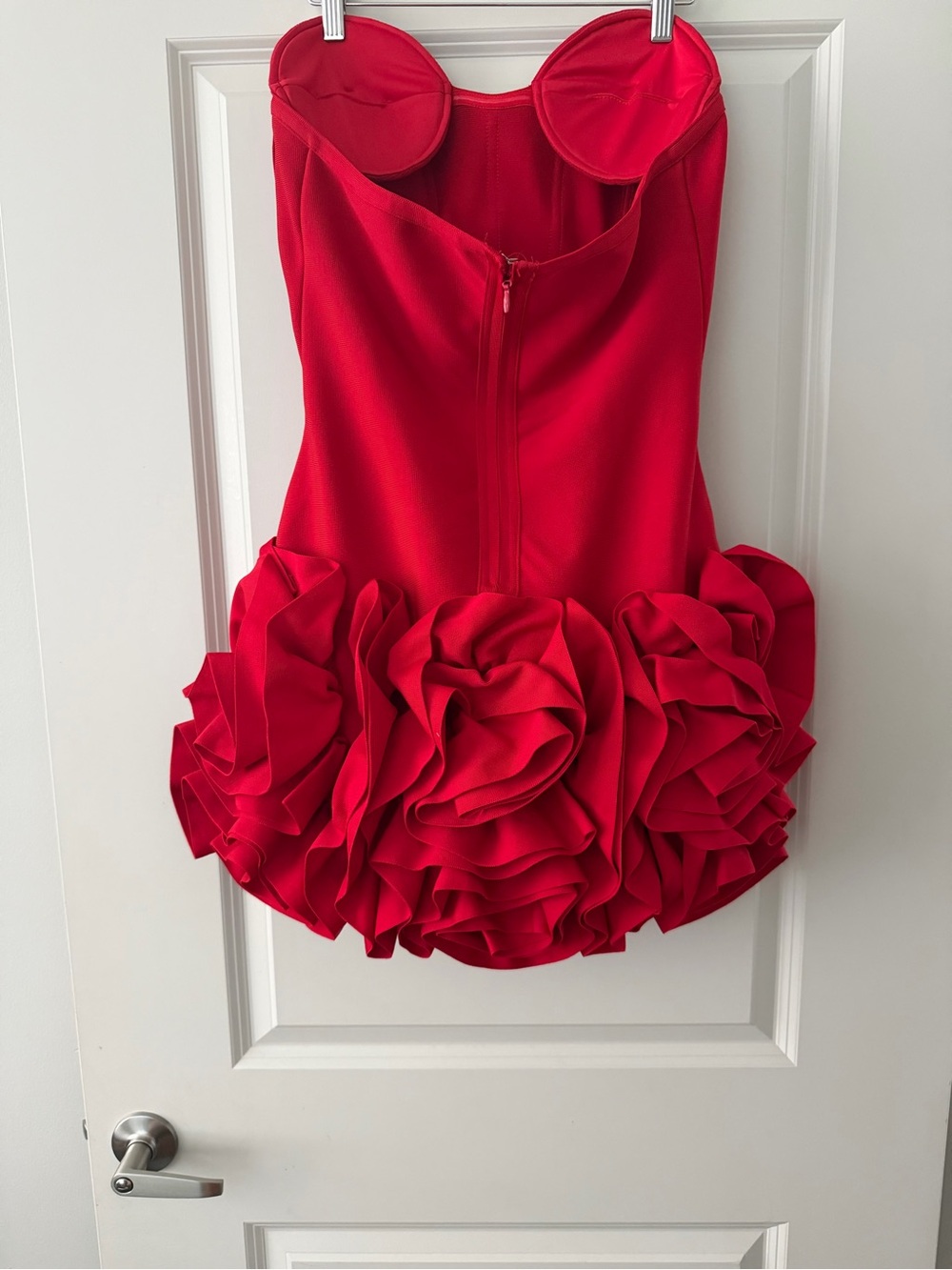 Strapless Red Rose-Trim Mini Dress - Picture 5 of 5